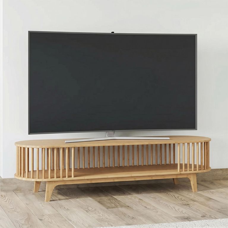 Live Curved TV Unit - 150cm - Medium - Natural Bamboo Wood