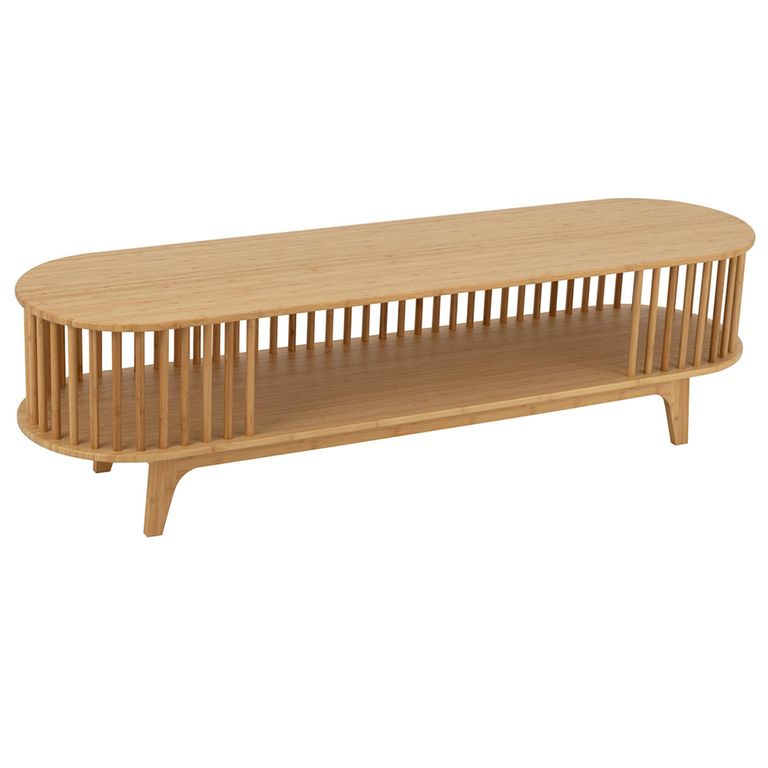 Live Curved TV Unit - 150cm - Medium - Natural Bamboo Wood