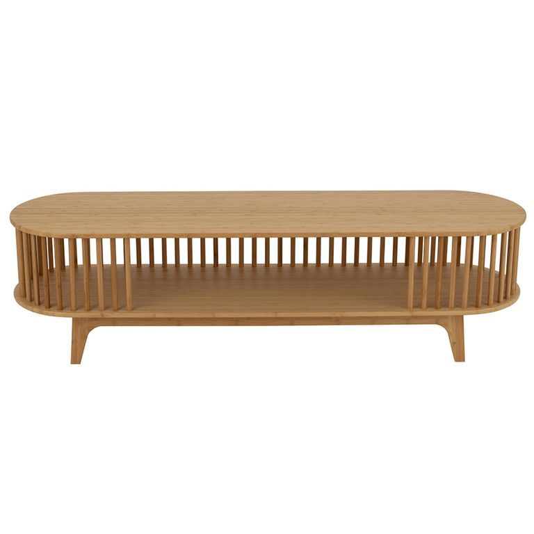 Live Curved TV Unit - 150cm - Medium - Natural Bamboo Wood