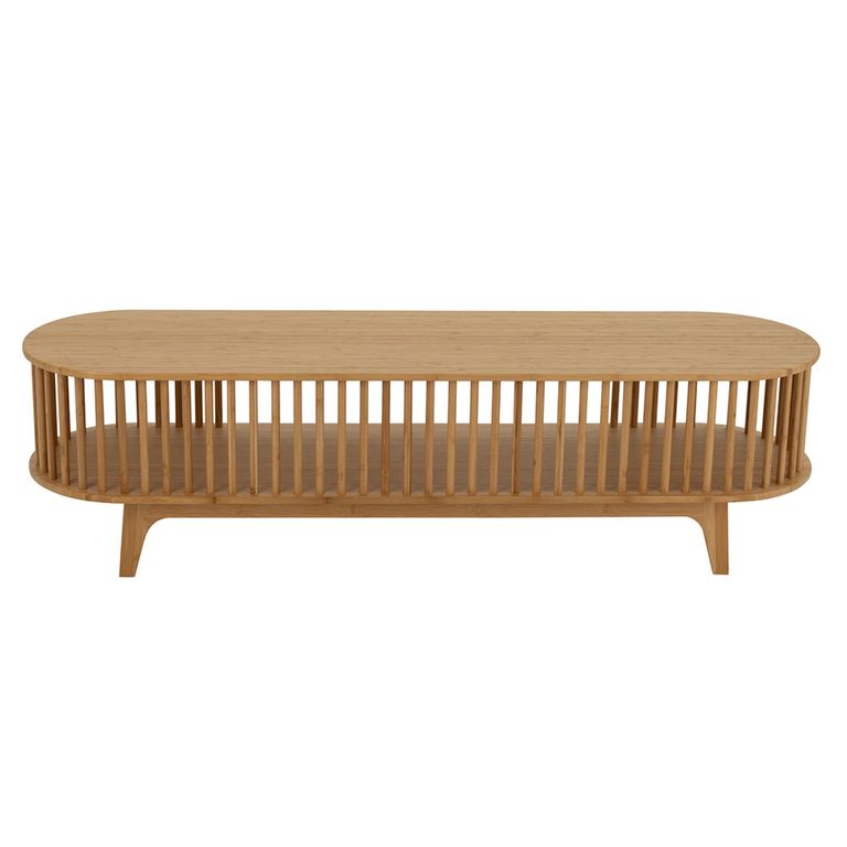 Live Curved TV Unit - 150cm - Medium - Natural Bamboo Wood