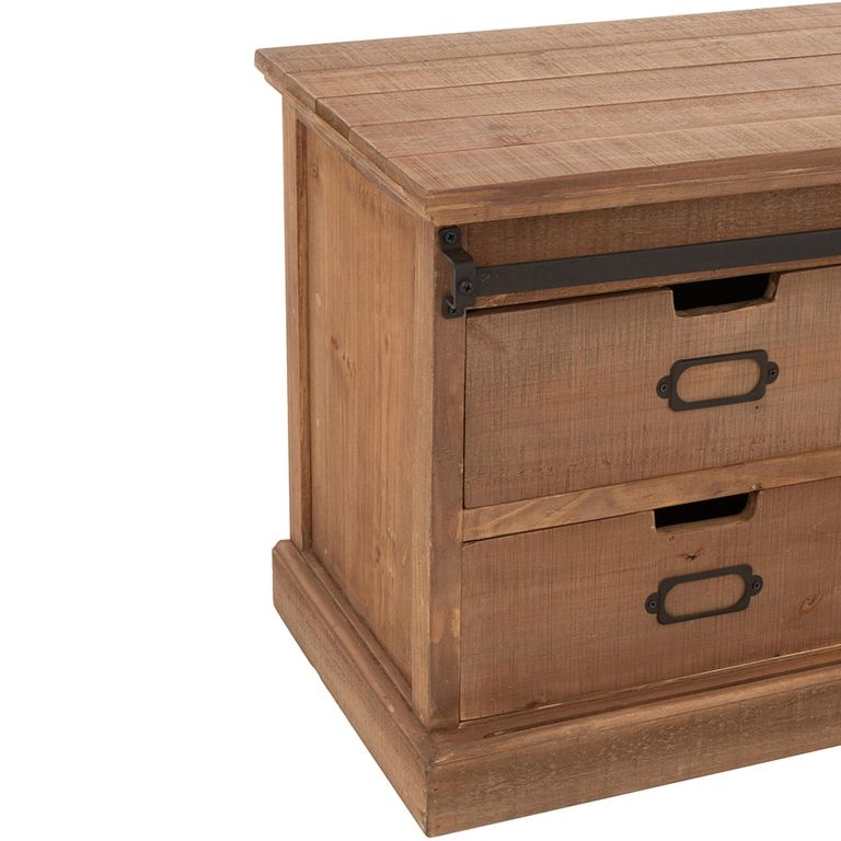Mia TV Unit - 2 Sliding Door - 4 Drawer - 160cm - Medium - Natural Wood and Glass