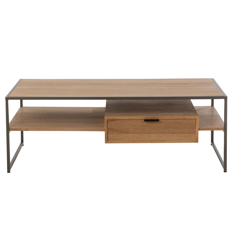 TV Unit - 1 Drawer - 120cm - Medium - Natural Wood - Metal