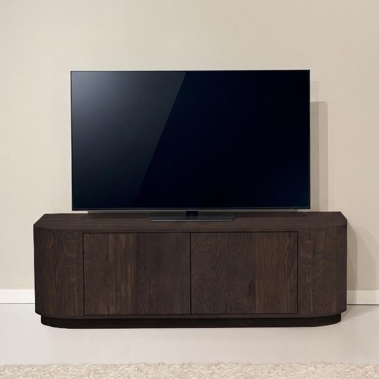 Novero Curved TV Unit - 2 Door - 140cm - Medium - Espresso Oak