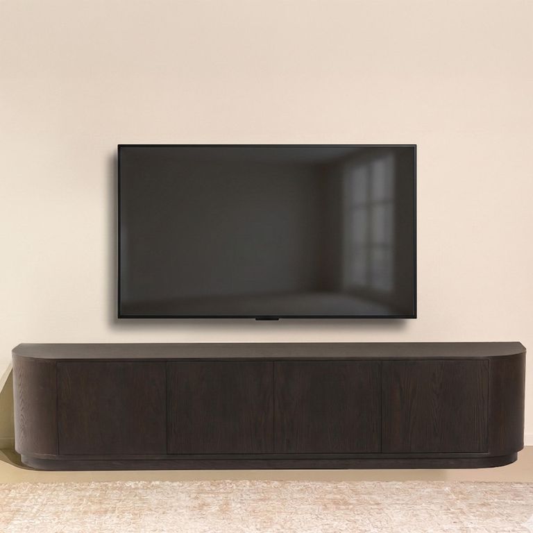 Novero Curved TV Unit - 4 Door - 220cm - Large - Espresso Oak