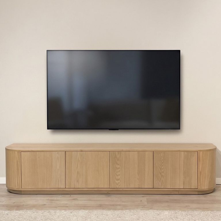 Novero Curved TV Unit - 4 Door - 220cm - Large - Natural Oak