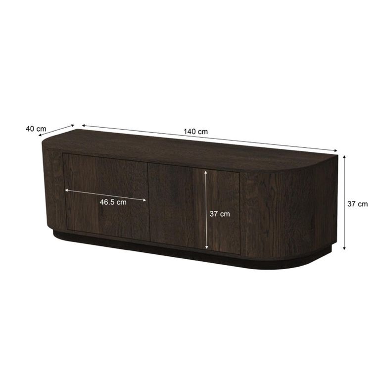 Novero Curved TV Unit - 2 Door - 140cm - Medium - Espresso Oak