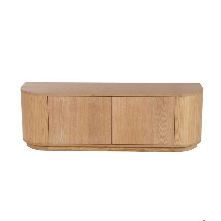 Novero Curved TV Unit - 2 Door - 140cm - Medium - Natural Oak