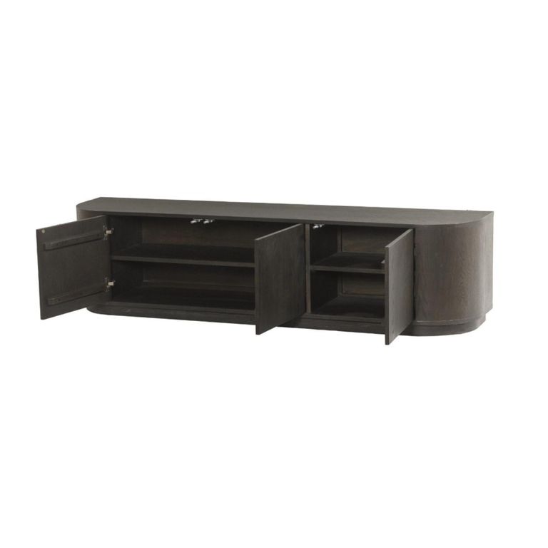 Novero Curved TV Unit - 3 Door - 180cm - Medium - Espresso Oak
