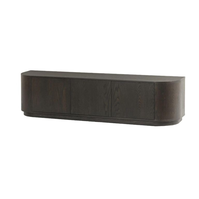 Novero Curved TV Unit - 3 Door - 180cm - Medium - Espresso Oak