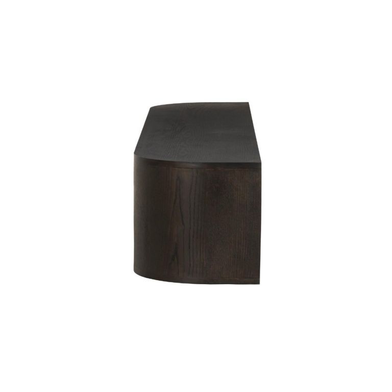 Novero Curved Floating TV Unit - 3 Door - 180cm - Medium - Wall Mounted - Espresso Oak