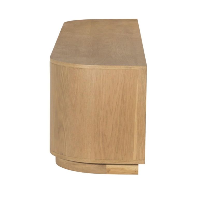 Novero Curved TV Unit - 3 Door - 180cm - Medium - Natural Oak