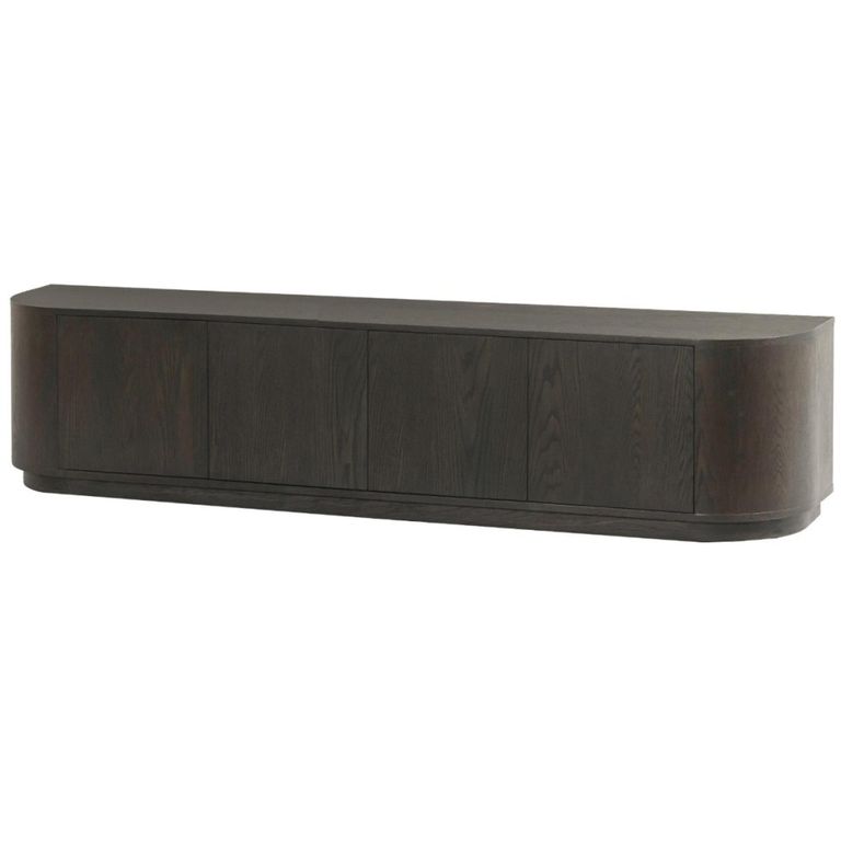 Novero Curved TV Unit - 4 Door - 220cm - Large - Espresso Oak