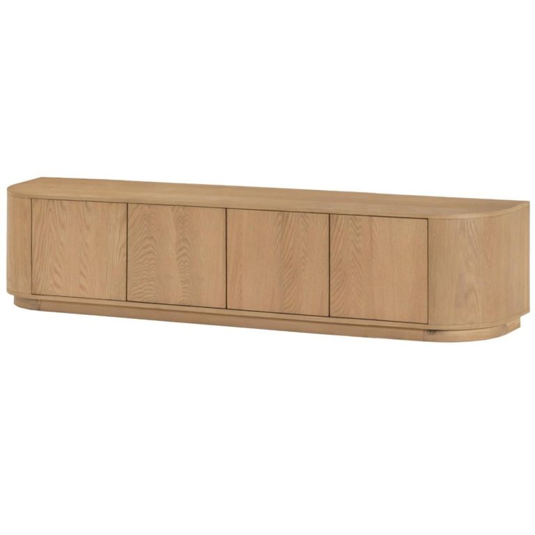 Novero Curved TV Unit - 4 Door - 220cm - Large - Natural Oak