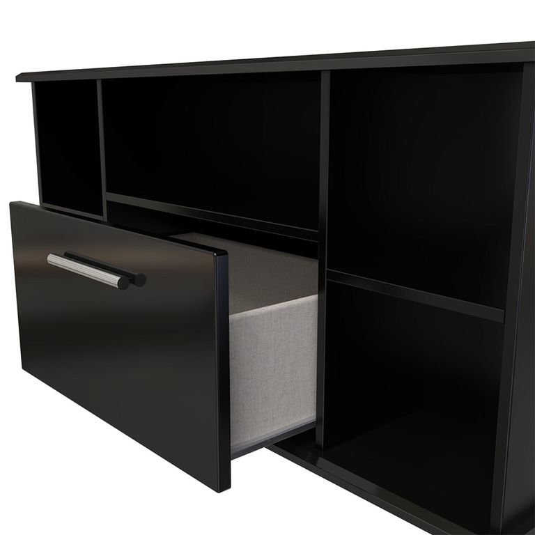 Knightsbridge Corner TV Unit - 115cm - Black Gloss