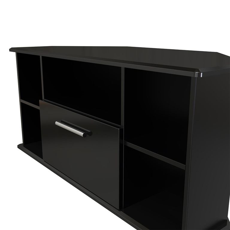 Knightsbridge Corner TV Unit - 115cm - Black Gloss