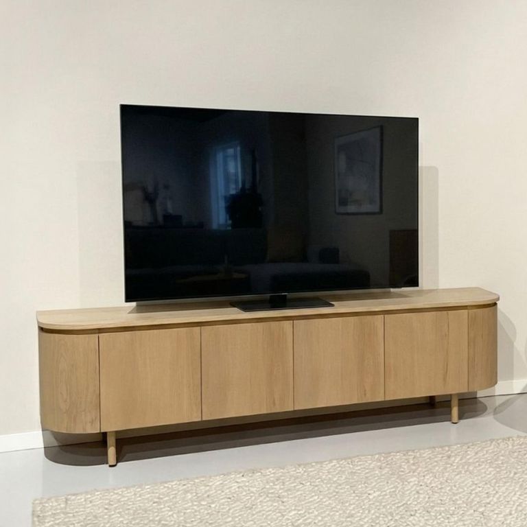 Tobago Curved TV Unit - 4 Door - 210cm - Large - Natural Oak