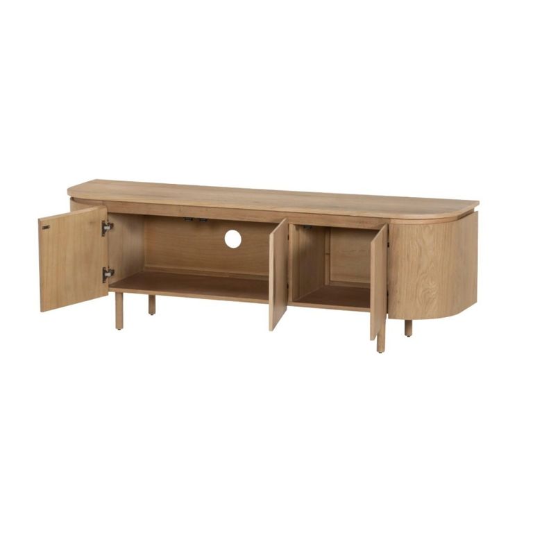 Tobago Curved TV Unit - 3 Door - 170cm - Large - Natural Oak