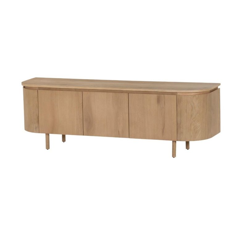 Tobago Curved TV Unit - 3 Door - 170cm - Large - Natural Oak