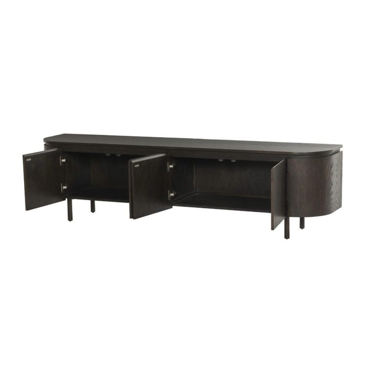 Tobago Curved TV Unit - 4 Door - 210cm - Large - Espresso Oak