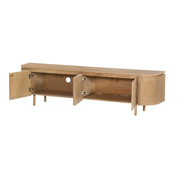 Tobago Curved TV Unit - 4 Door - 210cm - Large - Natural Oak