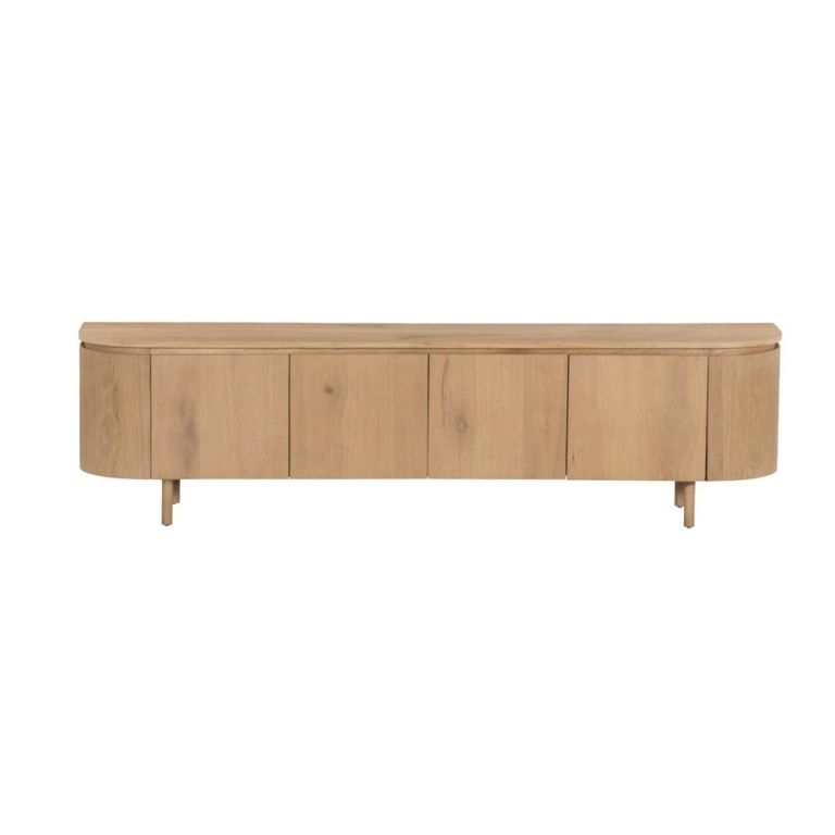 Tobago Curved TV Unit - 4 Door - 210cm - Large - Natural Oak