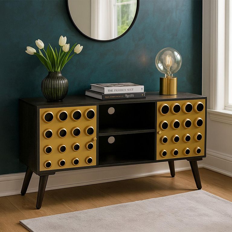 Arti TV Unit - 2 Door - Black - Mango Wood