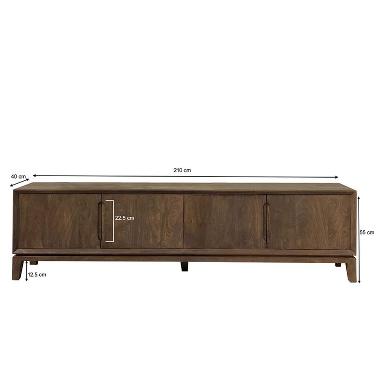 Cortez TV Unit - 4 Door - 210cm - Large - Brown - Mango Wood