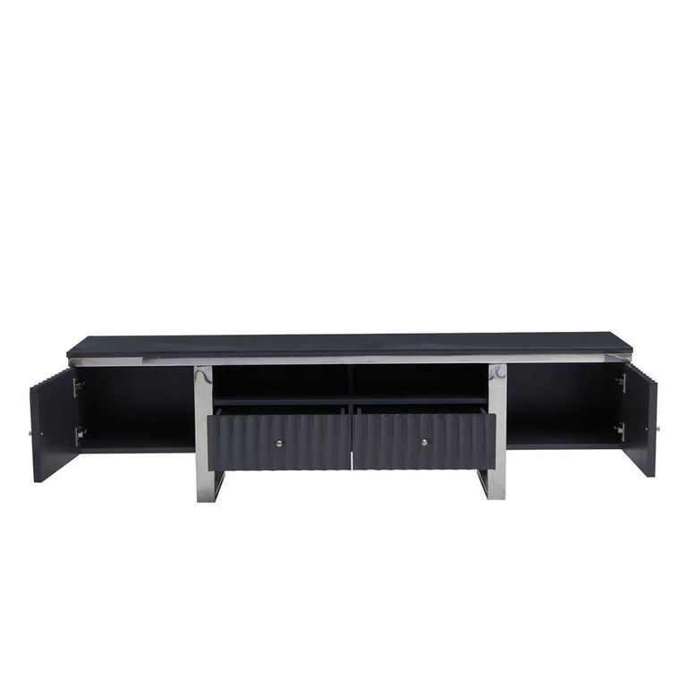 Genoa TV Unit - Storage - Fluted - Grey