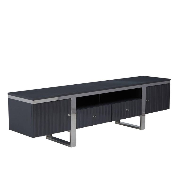 Genoa TV Unit - Storage - Fluted - Grey