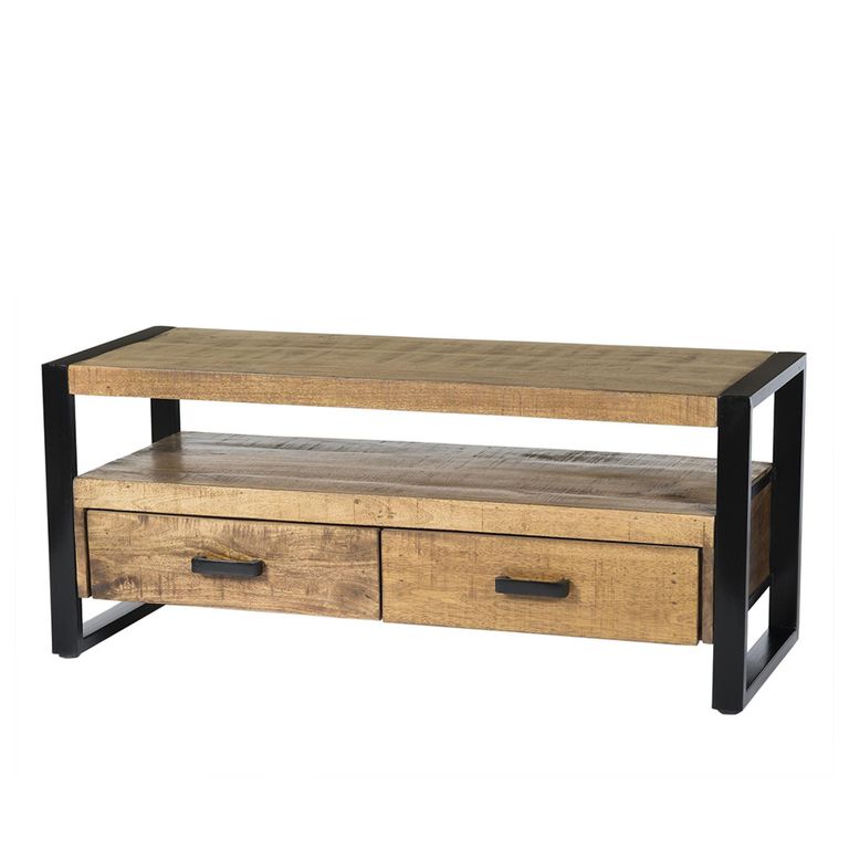 Nairobi TV Unit - 2 Drawer - 120cm - Small - Natural - Rustic Mango Wood