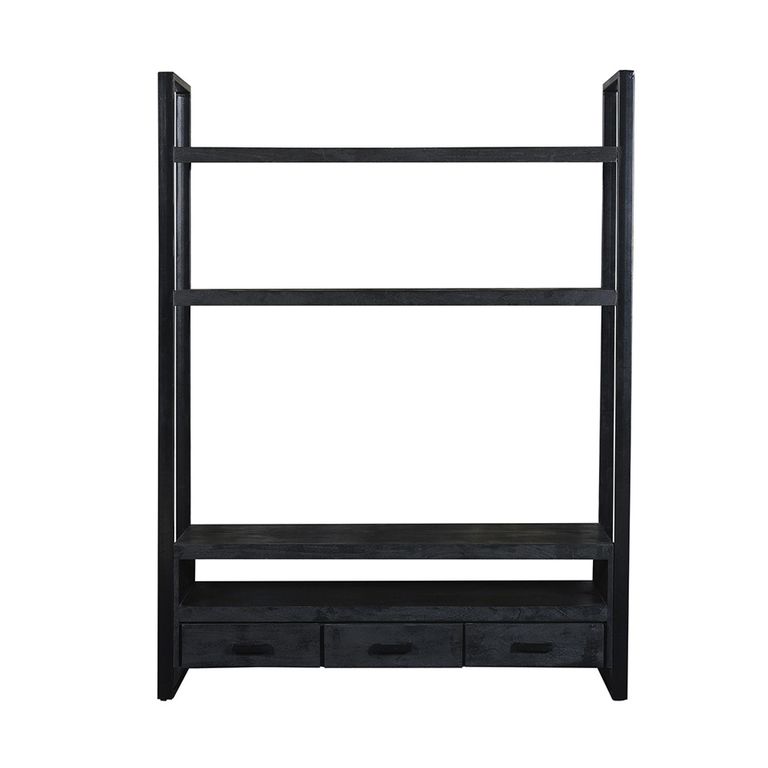 Norris TV Cabinet - 3 Drawer - 150cm - Medium - Charcoal - Rustic Mango Wood