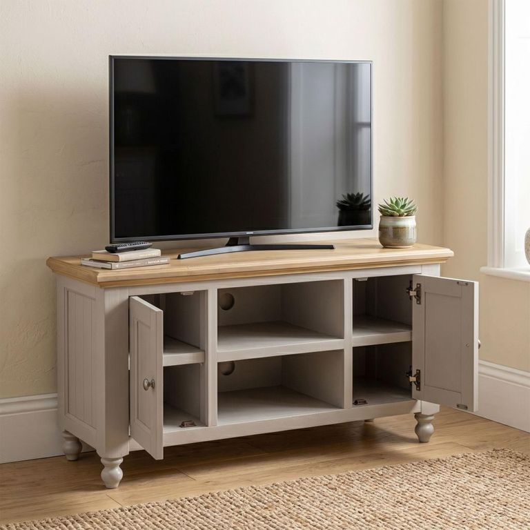 Chateau Standard TV Unit - 2 Door - Grey Painted - Pine
