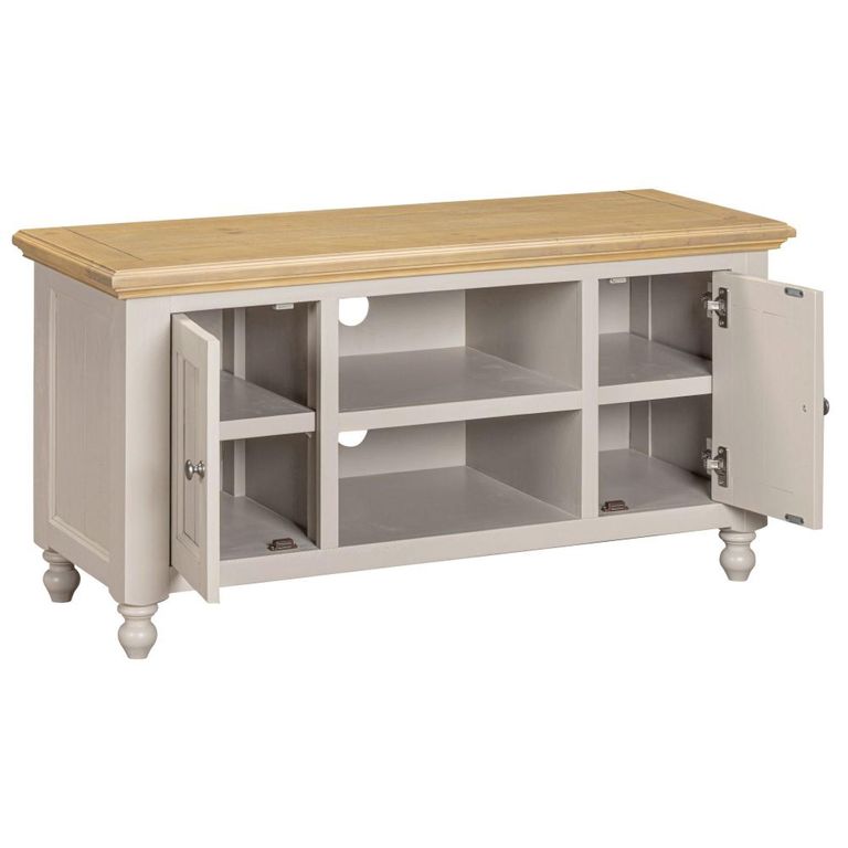 Chateau Standard TV Unit - 2 Door - Grey Painted - Pine