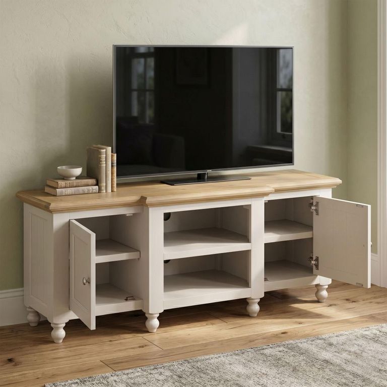 Chateau TV Unit - 2 Door - Large - Grey Painted - Pine