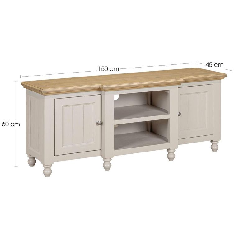 Chateau TV Unit - 2 Door - Large - Grey Painted - Pine
