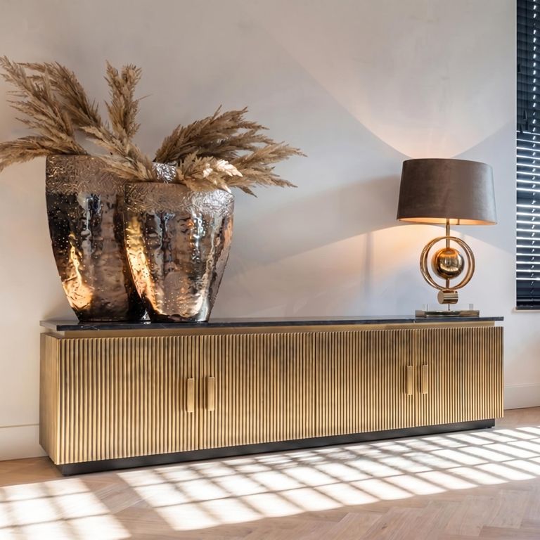 Ironville Brass Ribbed Extra Large TV Unit
