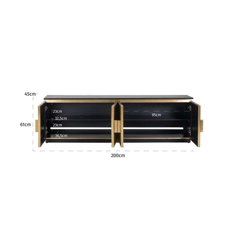 Ironville Brass Ribbed Extra Large TV Unit