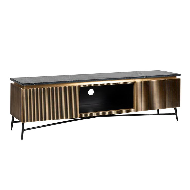 Ironville Brass Ribbed Large TV Unit