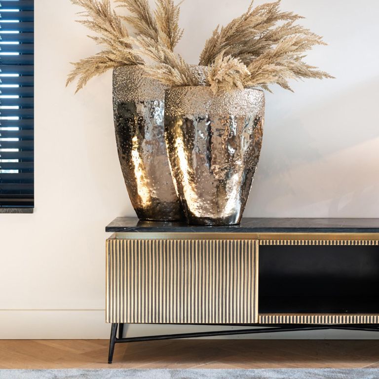 Ironville Brass Ribbed Large TV Unit