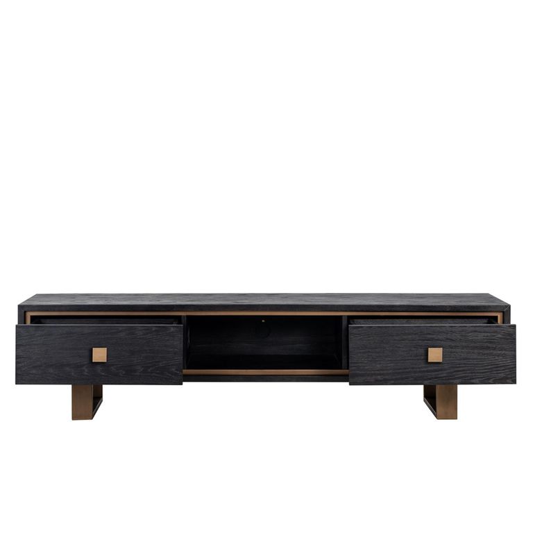 Hunter Black Oak Extra Large TV Unit with Gold Trim