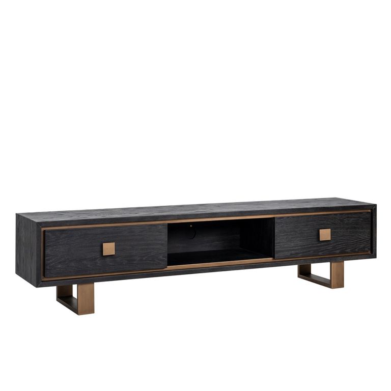 Hunter Black Oak Extra Large TV Unit with Gold Trim