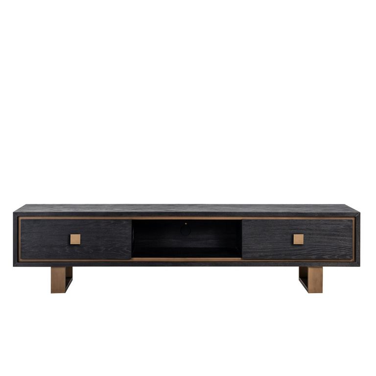 Hunter Black Oak Extra Large TV Unit with Gold Trim