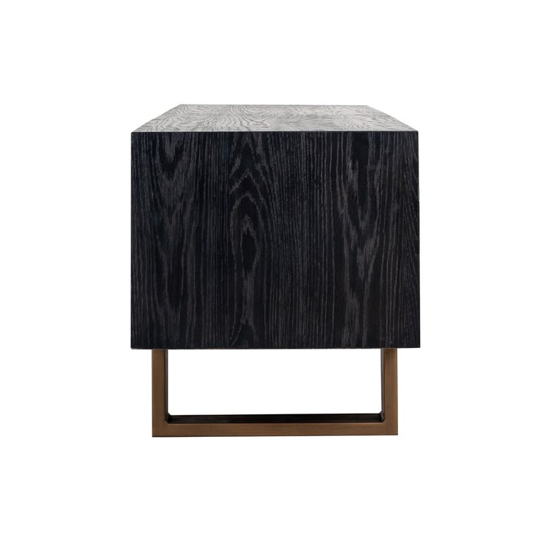 Hunter Black Oak Extra Large TV Unit with Gold Trim