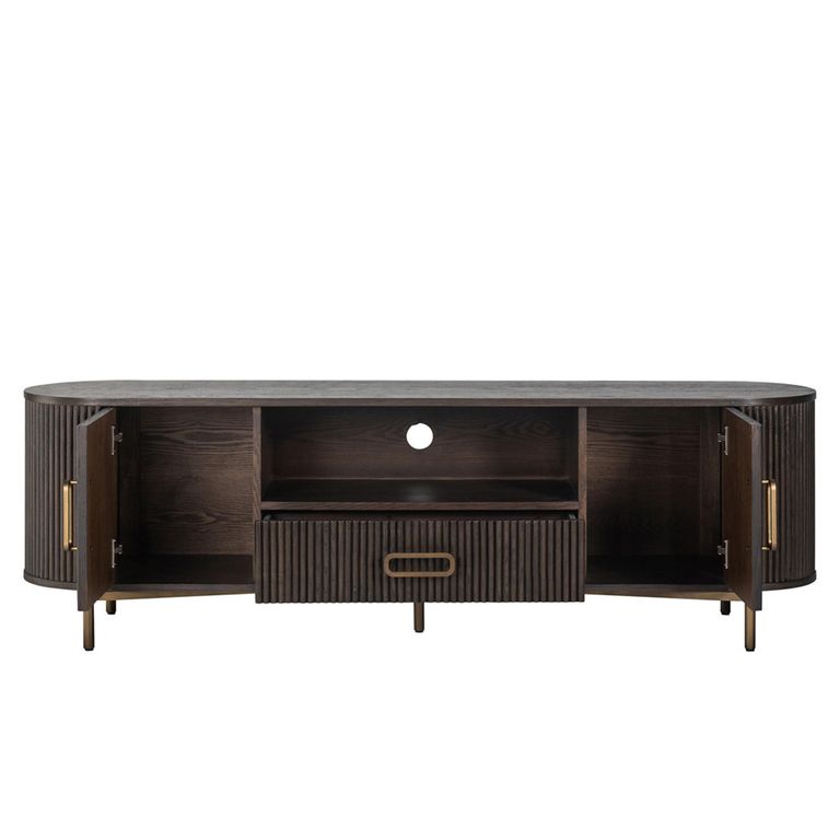 Luxor Brushed Brass Ribbed Extra Large Curved TV Unit