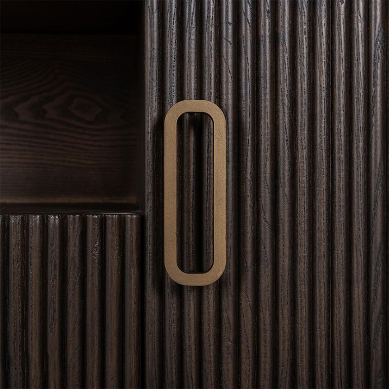 Luxor Brushed Brass Ribbed Extra Large Curved TV Unit