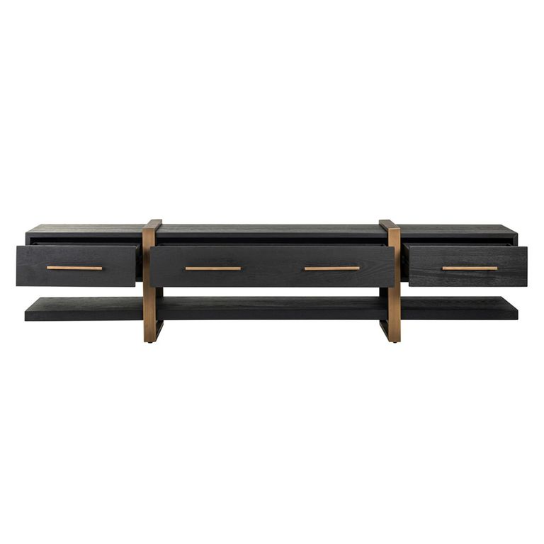 Cambon Dark Oak and Brass Extra Large TV Unit