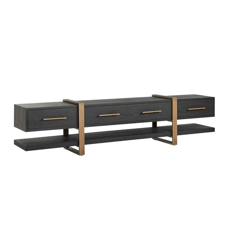 Cambon Dark Oak and Brass Extra Large TV Unit