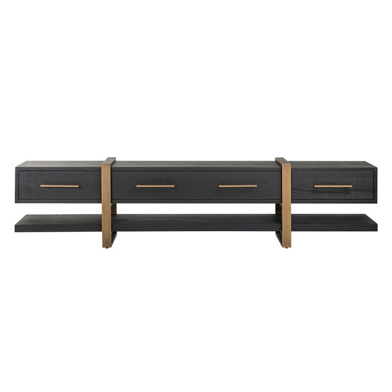 Cambon Dark Oak and Brass Extra Large TV Unit