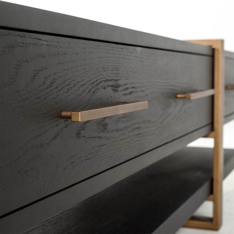 Cambon Dark Oak and Brass Extra Large TV Unit