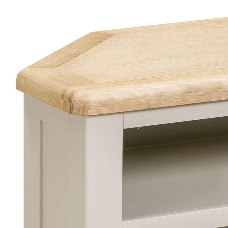 Windermere Painted Corner TV Unit - 2 Drawer - Oyster Grey